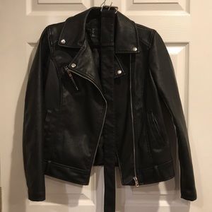 Faux leather motorcycle jacket